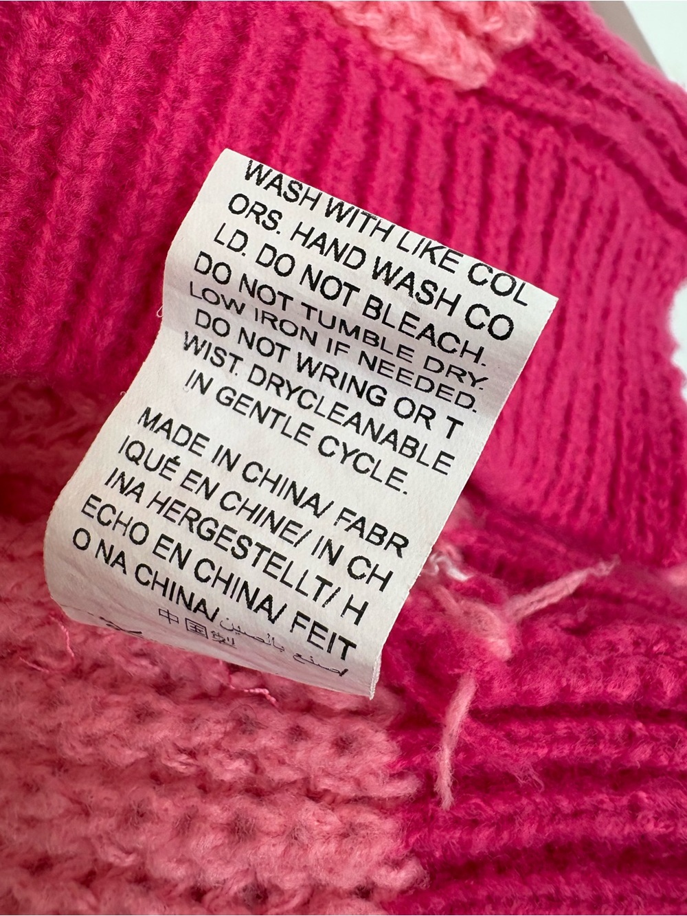 Pink Colorblock Chunky Knit Cropped Cardigan Sweater Size L Coquette Balletcore - Picture 5 of 11
